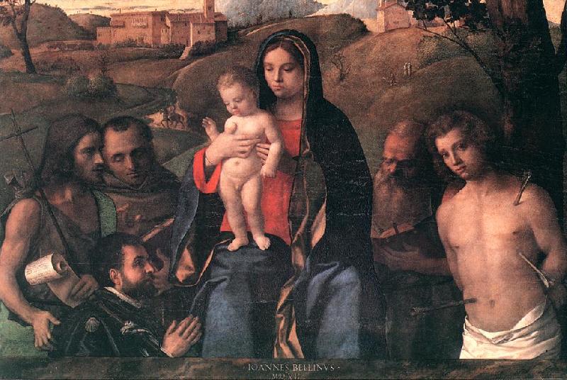 BELLINI, Giovanni Madonna and Child with Four Saints and Donator Germany oil painting art